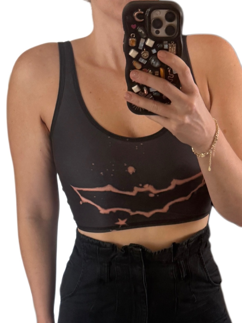 Teeki Batman spandex yoga Bralette Tank - Sleek Support cropped top Sz med large